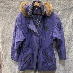 Luhta Womens XL Jacket Purple from Europe - Fur ?Faux lining Ski  Snow *Read